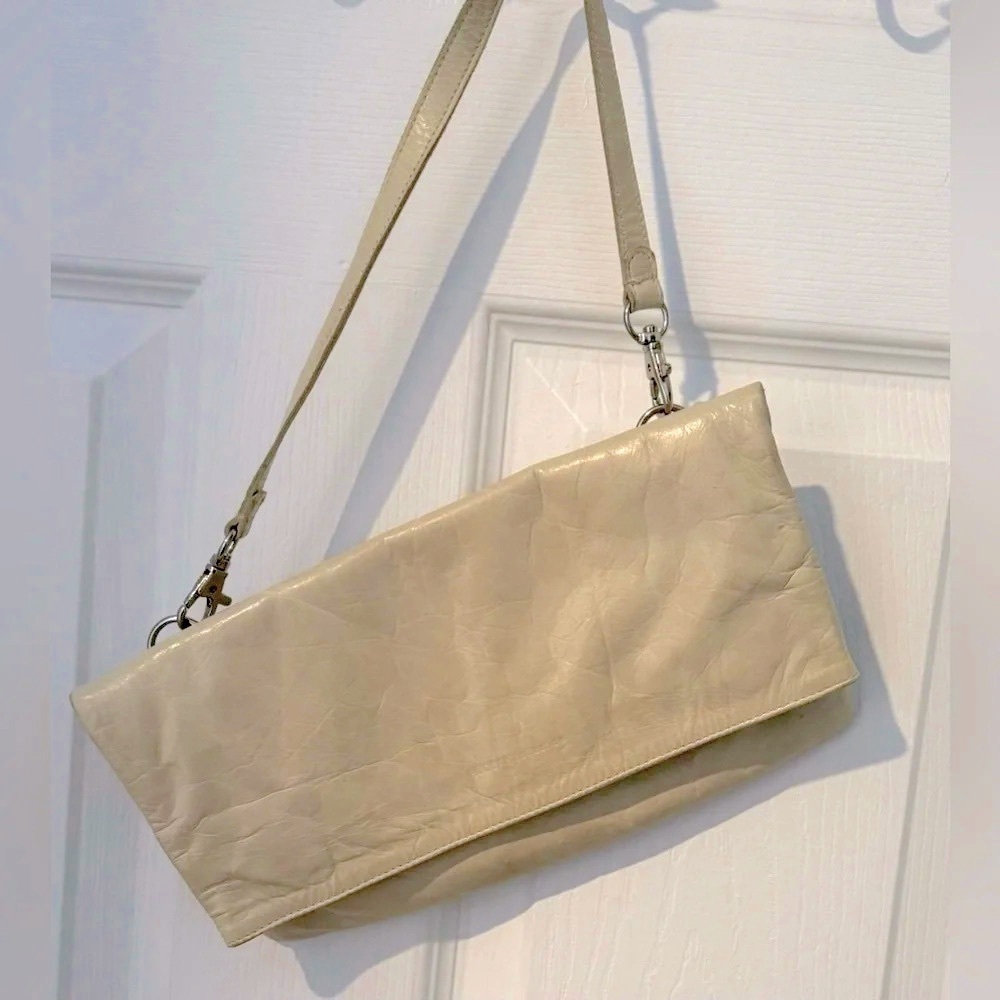 Rudsak leather shoulder bag clutch ivory envelope purse office party street rare